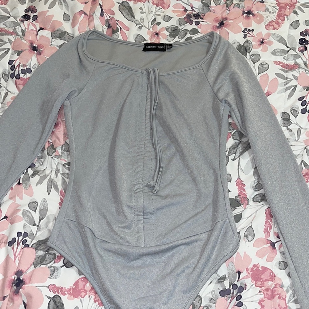 Grey ruched bodysuit